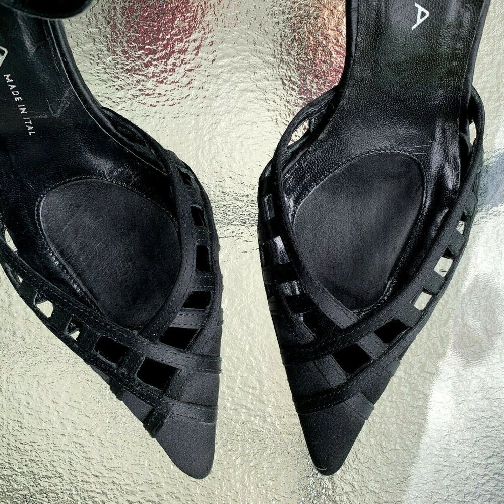 Via Spiga black satin stripe shoes US size 6.5 - Picture 9 of 11
